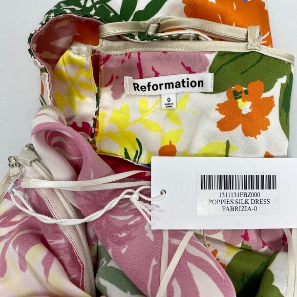 Reformation Poppies Fabrizia Silk Dress 0 New - Picture 13 of 15